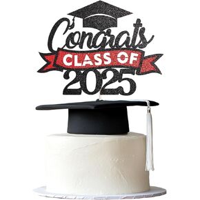 36Pcs 2025 Graduation Cupcake Toppers Class of 2025 Cupcake Picks Grad Cap Diploma Cake Decorations for 2025 Graduation Theme Party Cake Decorations Supplies-Black&Pink