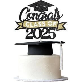 36Pcs 2025 Graduation Cupcake Toppers Class of 2025 Cupcake Picks Grad Cap Diploma Cake Decorations for 2025 Graduation Theme Party Cake Decorations Supplies-Black&Pink in Kuwait