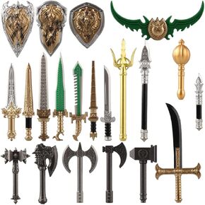 Medieval Weapon Pack Knight Weapons Pack Accessories Set Military Swords Sabers Soldier Accessories DIY Assembly Compatible with Major Brands