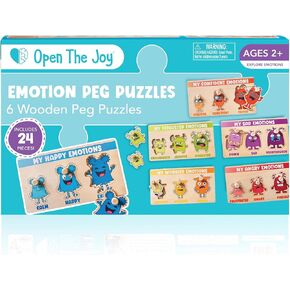 Open The Joy Layers of Emotions Puzzle – Social Emotional Learning (SEL) Toy for Kids | 24-Piece Wooden Peg Puzzle for Understanding Complex Emotions | Ages 4+