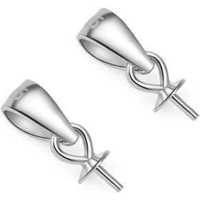 10pcs Adabele Authentic 925 Sterling Silver Pendant Clasp Eye Pin Peg Bail 3mm (0.12 Inch) Small Cup Glue-on Connector for DIY Craft Jewelry Making SS179