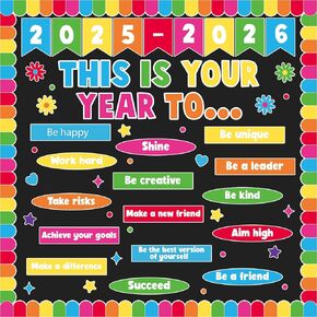 This is Your Year Bulletin Board Set Inspirational Positive Affirmation Classroom Decorations Boho Welcome Back to School Bulletin Board Cutout Poster for Nursery Chalkboard Office Wall Door Decor