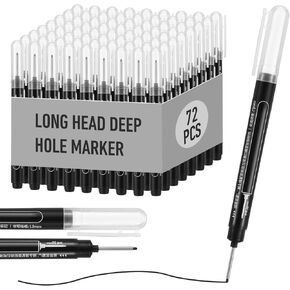 72 Pcs Deep Hole Marker Pens, Waterproof Long Nib Marker for Wood Working Metal Carpenter Construction Multi Purpose Long Nosed Pens