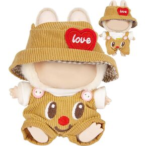 3-Piece Doll Clothes for 17cm Doll – Stylish Fisherman Hat Set, Kawaii Doll Outfits with Accessories for Collectors or Display - Navy Carrot (No Doll)
