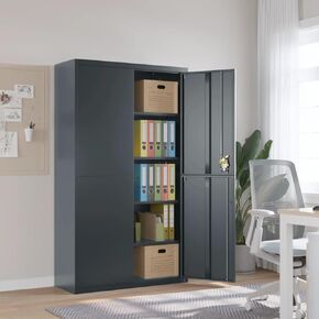 File Cabinet Anthracite 41.3"x15.7"x70.9" Steel,Premium ExtraWide Lockable File Cabinet for Optimal Organization Office Furniture File Cabinets