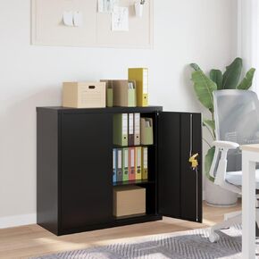 File Cabinet Black 35.4"x15.7"x35.4" Steel,Modern Lockable Filing Cabinet with Adjustable Shelves for Office and Home Organization Office Furniture File Cabinets