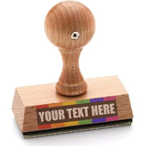 Address Stamp 2-3 Line Custom Rubber Stamp Text Wood Handle Hand Stamp (7/8" x 2-3/8 (Medium))