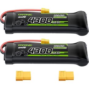 OVONIC 8.4V Flat NiMH Battery 4300mAh 7 Cell RC Battery with XT60 and TRA Connector