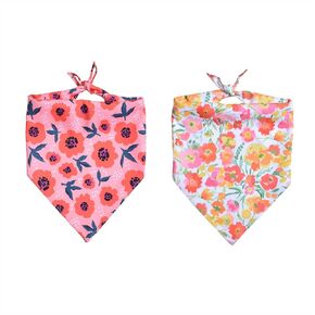 Pink Floral Pet Scarf, Adjustable Floral Bandana for Medium and Large Dogs Summertime Dog Bandana (Large, A)
