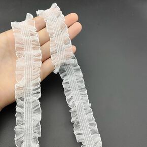 5 ياردات رمادي الدانتيل مطوي الشيفون مرنة الدانتيل زخارف الشريط لزينة الدانتيل زفاف الخياطة DIY ، 30 ملم