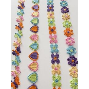 4 Yards 4 Styles Decorating Lace Embroidered Trim Ribbons Heart Butterfly Flowers Lace Ribbon for Decorations Crafts Supplies