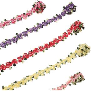 5 Colors Flower Trim Ribbon - 20mm/0.78" Floral Lace Trim for Wedding, Dresses Embellishment, DIY Party Decor, Clothes(5 Yards)