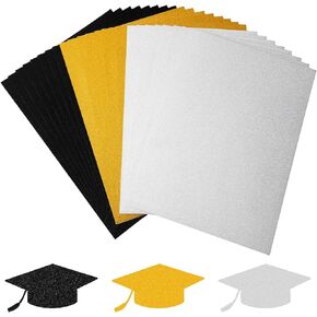 24 Sheets Black Gold Silver Cardstock, Graduation Glitter Colored Cardstock 250gsm 8.5x11 Inch Assorted Sparkling Cardstocks for School Graduation DIY Cards Greeting cards, Invitations