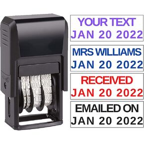 2025 Custom Date Stamp Received Paid Completed Emailed Posted Scanned Approved Date Stamp Self Inking Personalize with 1 Line Custom Text - Self Inking Business Stamper