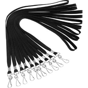 Lanyards for Id Badges 100 Pack Bulk Lanyard with Clip Swivel Hooks for Name Tag ID Badge Holder, Employees, Students, Attendees (100, Black)