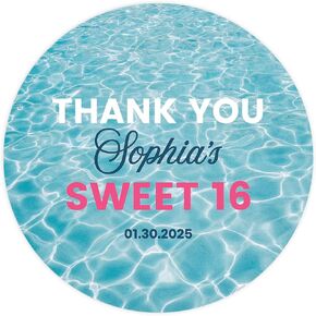 Andaz Press 40-Pack Personalized 2" Circle Sweet 16 Labels Rose Gold Confetti Thank You Favor Stickers, Custom Name Sweet Sixteen 16th Birthday Party Decorations, Sweet 16 Stickers