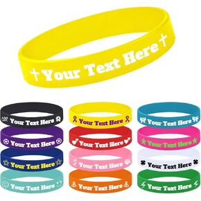 Custom Silicone Wristbands 5-1000 Pcs Bulk Personalized Rubber Bracelets Text/Logo/Clipart for Events, Gifts, Support, Motivation, Fundraisers, Awareness