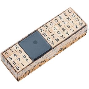 40 Pcs Wooden Rubber Stamps Number and Alphabet Wood Stamps Small Vintage Number Stamps Craft Ink Stamps Scrapbooking Letter Stamps Cute Symbol Stamps for DIY Projects Crafting