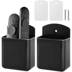 2Pcs Remote Control Holder Wall, Self-Adhesive Remote Control Holder TV Controller Organizer, Wall Storage Box for TV Controls, Pens, Accessories for Home, Office, and School(Black)