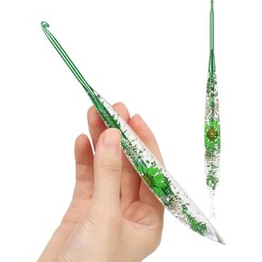 Katech 4mm Crochet Hooks with Floral Pattern-Comfort Grip Ergonomic Crochet Needles-Longer Smooth Glide Crocheting Hook for Arthritic Hands, Beginners & Professional Ideal Crochet Gift(G)
