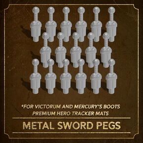 Hoplomachus: Victorum Hero Tracker Metal Sword Pegs - 17 Sculpted Metal Pegs for Hero Tracker Mats
