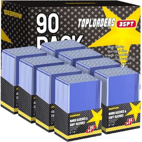 160 Count Card Sleeves Top Loaders للبطاقات ، ومواد تحميل بلاستيكية صلبة ، ومتداولات PKM Trading Trading Trading PKM (80 Toploaders + 80 Sleeves)
