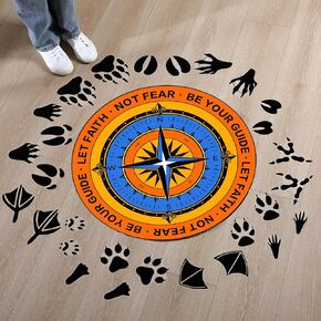 29 Pcs VBS Decorations Compass and Animal Track Vinyl Floor Decals True North Removable Footprint Sticker Camping Party Decoration for Vacation Bible School Supplies Sunday School Activities