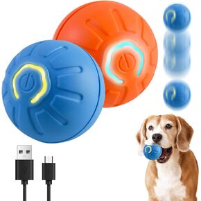 2PCS Interactive Dog Toys Balls, 2025 Upgrade Vibrating Dog Ball Interactive Pet Balls Toy, USB Rechargeable Smart Jumping Automatic Moving Bouncing and Rotating Ball for All Pets (Blue+Orange)