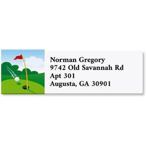 Golf Small Return Address Labels (6 Designs) - Set of 240 2" x 5/8" Self-Adhesive, Flat-Sheet Labels