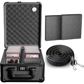 Trading Card Storage Box - Lockable Graded Slab Sports Fits MTG Card Deck Box with AirTag Holder, Compatible with PSA BGS FGS TCG CSG & SGC, Collectible Trading Cards Cases - Silver, 2 Rows