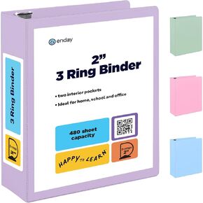 Enday 1.5 Inch Binder, Blue - 1.5 Inch 3 Ring Binder, Round Ring Pastel with Clear View Cover for Letter Size 8.5 x 11'' Paper & 2 Inside Pockets, Ideal for School Supplies, Office, and Home