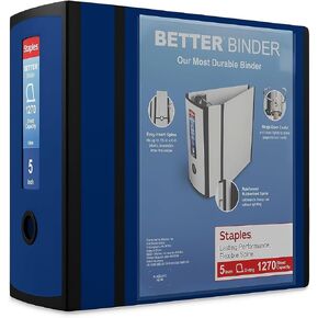 Staples Better Binder Heavy-Duty View ، Blue ، 1000 ورقة ، 5 بوصات (قطر الحلقة)