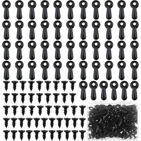 100Pcs Mental Picture Frame Turn Button Fasteners Set, Picture Frame Backing Clips with 100 Pieces Screws for Pictures Hanging, Artwork, Gift Box, Decoration Box (Black)