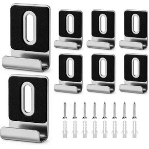 8 PCS Metal Metal Ofleless Mirror Matuter Hardware Mirror Clips Kit Bith With Procks Rubber Pads ، Hight Duty Highting Hooks Hounding ، 1/4 Inch Silver Mirrors Hangers Hardware for Billboards