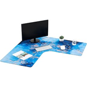 L Shaped Mouse Pad Corner Desk Pad 33'' Large Rubber Printing Mouse Pad Long Extended Non-Slip Rubber Desk Mat Computer Protection Supplies(Pink)