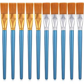 10 Pcs Flat Paint Brushes for Acrylic Painting 1 Inch Art Painting Brush Flat Head Watercolor Acrylic Paint Brushes Synthetic Nylon Hair Paintbrush for Acrylic Watercolor Oil Detail Painting