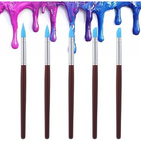 5PCS Silicone Paint Brush, Professional Rubber Color Shapers Brushes, Silicone Sculpting Tools, Flexible Clay Carving Tools for DIY Crafts Shaping Carving Pottery Artwork