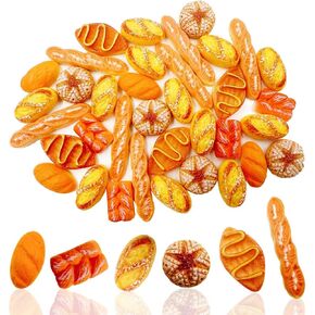 Mini Fake Bread - 57Pcs Resin Bakery Bread 1:12 Miniature Bread Pastrie Cake Tiny House Food Decoration Accessories Artificial Bread Food Model for DIY Craft Home Kitchen Decor Display Props