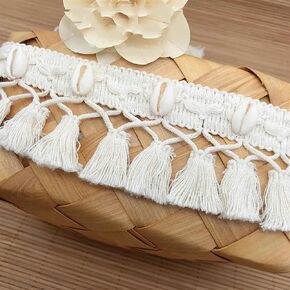 Fringe Trim Tassel,Crystal Beaded Pendant Tassel, DIY Hometextile Curtain Sewing Crafts Accessories-Beige,6cm