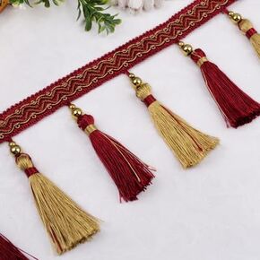 Fringe Trim Tassel,Crystal Beaded Pendant Tassel, for Sofa Tablecloth Home Decoration Fabric Ribbon Trimming(5)