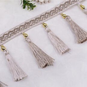 Fringe Trim Tassel,Crystal Beaded Pendant Tassel, for Sofa Tablecloth Home Decoration Fabric Ribbon Trimming(9)