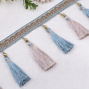 Fringe Trim Tassel,Crystal Beaded Pendant Tassel, for Sofa Tablecloth Home Decoration Fabric Ribbon Trimming(9)