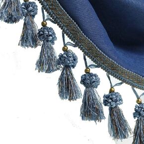 Fringe Trim Tassel,Crystal Beaded Pendant Tassel, for Curtain Clothing Decorative Sewing Supplies(Dark Blue)