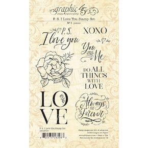 GRAPHIC 45 P.S. I Love You Stamp Set, White