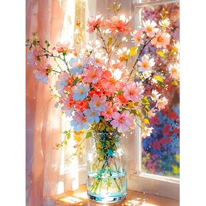 GMETINC Diamond Art Floral,5D Diamond Painting Kits for Adults,Flower Diamond Art Kits,DIY Full Drill Diamond Painting Flower Gem Art and Crafts 12x16inch