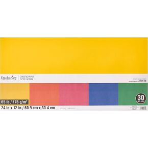 30 Sheets Primary 12" x 24" Cardstock Paper by Recollections - Acid and Lignin Free Paper for Scrapbooks, Arts & Crafts - 1 Pack