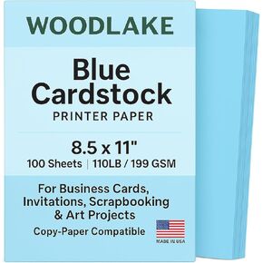 White Cardstock Printer Paper 8.5 x 11 – 100 Sheets, 110LB/199 GSM Heavyweight Thick Card Stock, For Business Cards, Invitations, Scrapbooking & Art Projects – Copy‑Paper Compatible, Made in USA