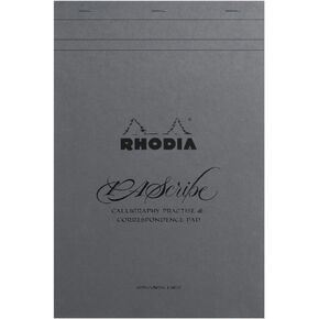 Rhodia 19006C - Stapled Pad for Calligraphy Pascribe Gray Maya Pad - A4+ - Lined - 60 Detachable Sheets - Clairefontaine Maya Gray Paper 120 g/m