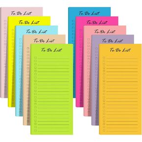 10 Pack/500 Sheets to Do List Notepad to Do List Sticky Notes Colorful Undated Memo Pad Daily Checklist Notepad Weekly Plan Notebook Organizer, 3.9 x 8.6 in, 10 Colors