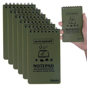 Heygueo 6 Pcs Waterproof Notebook,3 X 5 Inch All Weather Notebook,Pocket Notebooks,Mini Spiral Notepad Water Proof Mini Notepads for Outdoor Office,Construction,Field(Green)